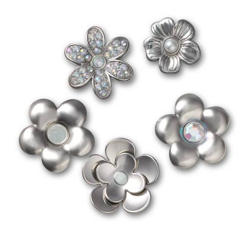 Monochrome Slvr Flwrs 5 Pack